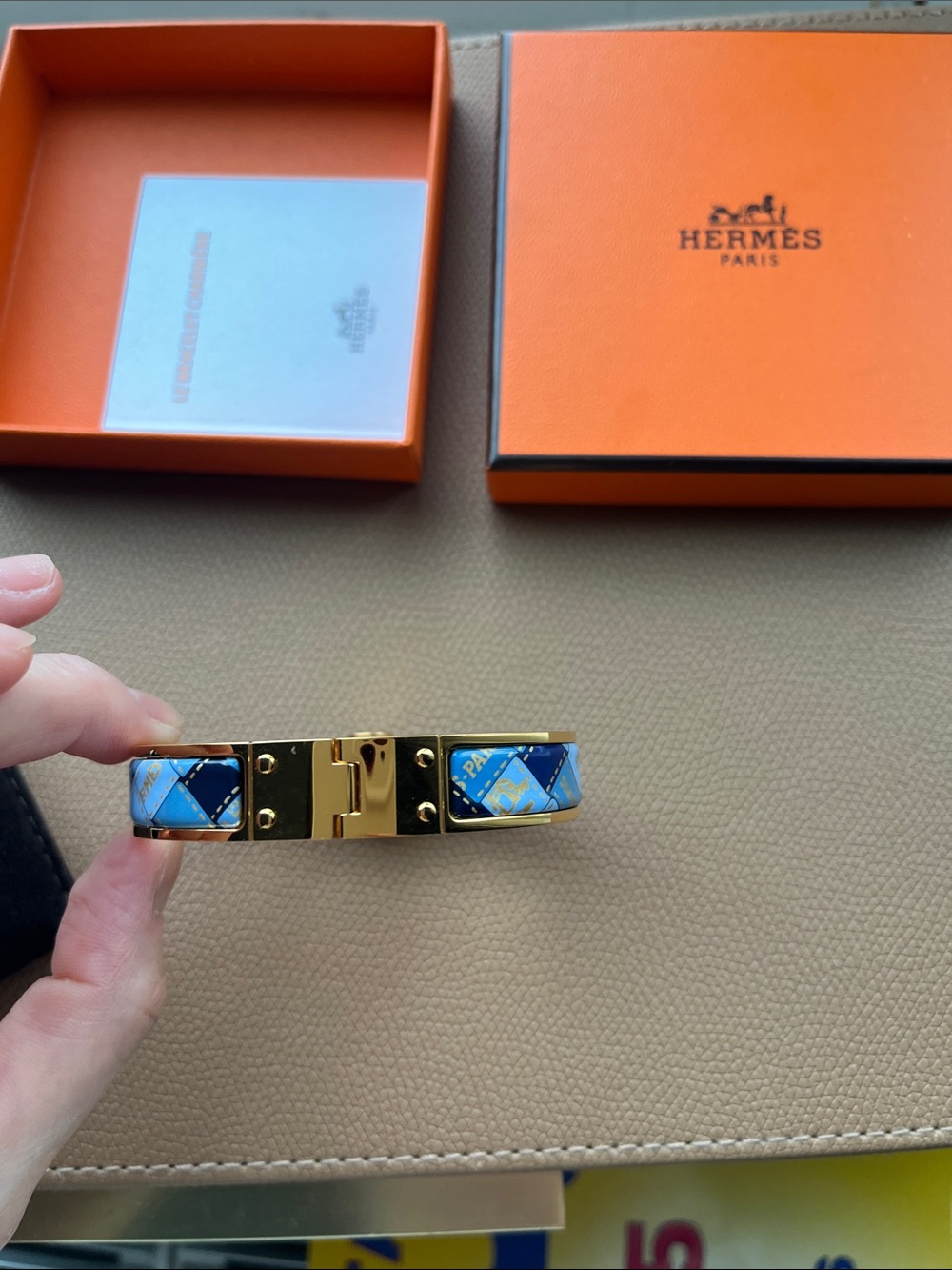 Hermes Blue Enamel and Gold Bracelet - Picture 4 of 15